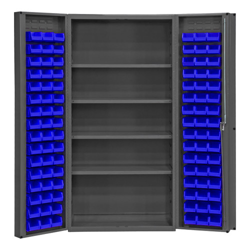 DURHAM DC-DLP-96-4S-5295, Cabinet, 4 shelf, 96 blue bins