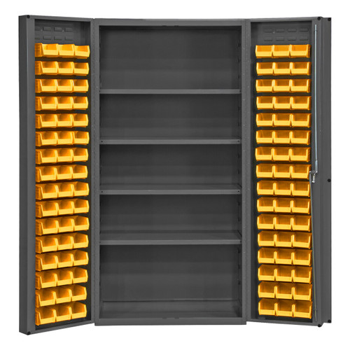 DURHAM DC-DLP-96-4S-95, Cabinet, 4 shelf, 96 yellow bins