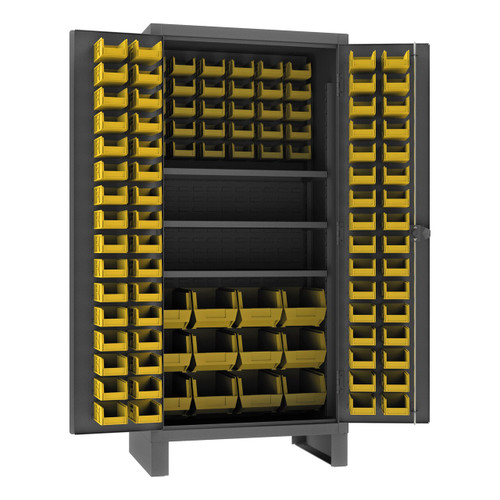 DURHAM HDC36-108-3S95, Cabinet, 3 shelf, 108 yellow bin, recess