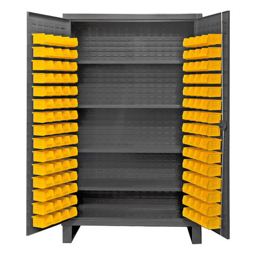 DURHAM HDC48-120-4S95, Cabinet, 4 shelves, 120 yellow bins