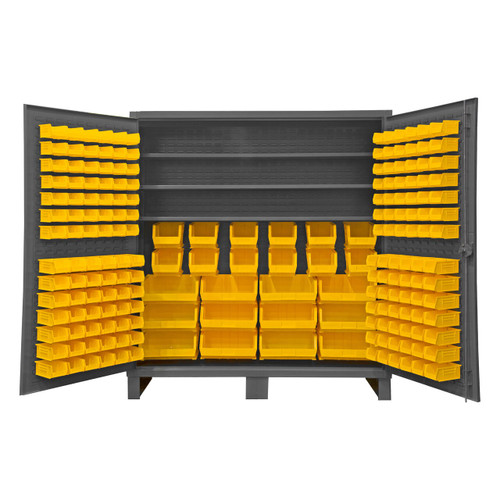 Bin Cabinet,Ind,12 ga,240Bins,Yellow Durham HDC72-240-95