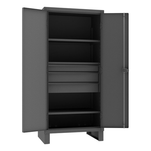 DURHAM HDCD243678-3M95, Cabinet, 12 gauge, 2 shelves, 3 drawers
