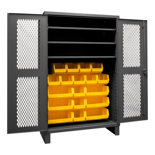 DURHAM HDCV48-18B-3S95, Cabinet, 3 shelves, 18 yellow bins