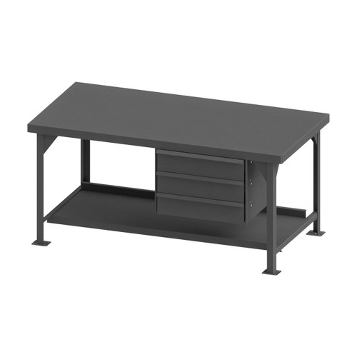 DURHAM HDWB36723DR95, Workbench, steel, 3 drawers, 72 x 36