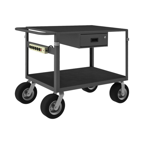 DURHAM IC24361DRPS10SPN95, Instrument Cart, 2 shelves, power strip