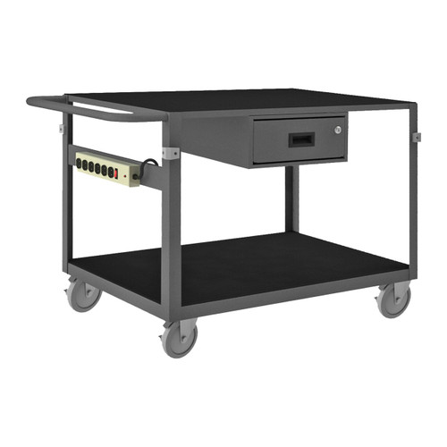 DURHAM IC24361DRPS4SW5PU95, Instrument Cart, 2 shelves, power strip