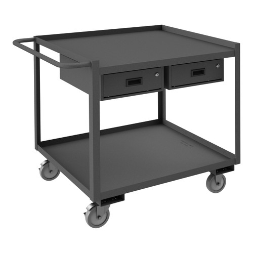 DURHAM RSC-2436-2-2DR-95, Stock cart, 2 shelf, 2 drawers