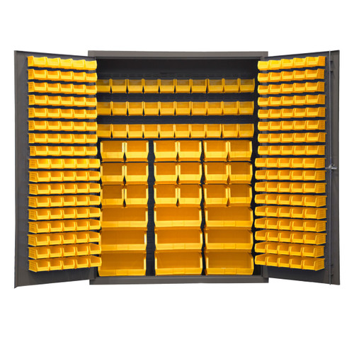 DURHAM SSC-227-NL-95, Bin Cabinet, 227 yellow bins, no legs