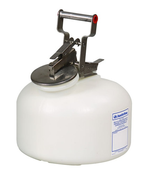 JUSTRITE 2 Gallon Polyethylene Safety Container for Corrosives/Acids, Wide-Mouth, White - 12762