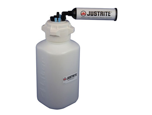 JUSTRITE 4 Liter HDPE Carboy with Filter Kit, VaporTrap™, 4 Ports 1/8" Tubing, 3 Ports 1/4" Tubing, 1 Port 1/4" or 3/8" Hose Barb, 83mm Cap - 12820