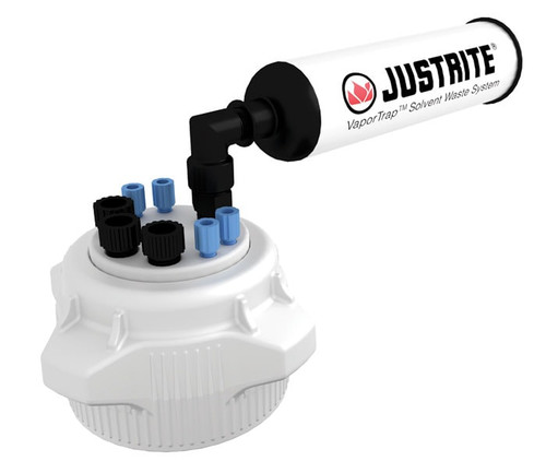 JUSTRITE 83mm VaporTrap Cap with Filter Kit, 4 Ports 1/8" OD Tubing, 3 Ports 1/4" OD Tubing - 12826