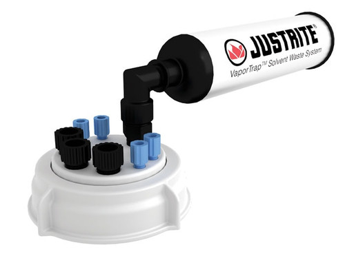 JUSTRITE 70mm VaporTrap UN/DOT Cap with Filter Kit, 4 Ports 1/8" OD Tubing, 3 Ports 1/4" OD Tubing - 12833
