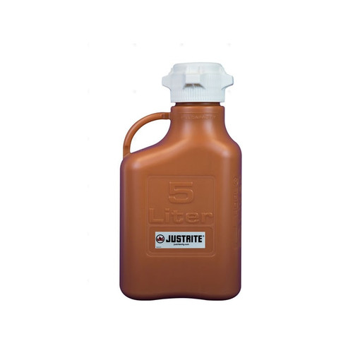 JUSTRITE 5 Liter HDPE Carboy, 83mm Cap, Amber - 12920