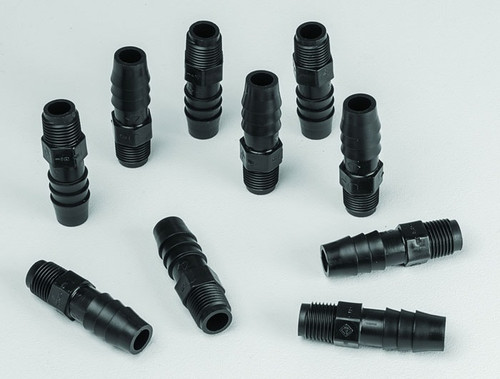 JUSTRITE Replacement 1/8"" MNPT Black Fitting With 3/8"" Hose Barb Plug, for VaporTrap™, 10-Pack - 12965