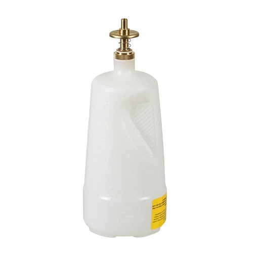 JUSTRITE 1 Quart Plastic Dispensing Can, Brass Dispenser Valves, Transluscent, White - 14012