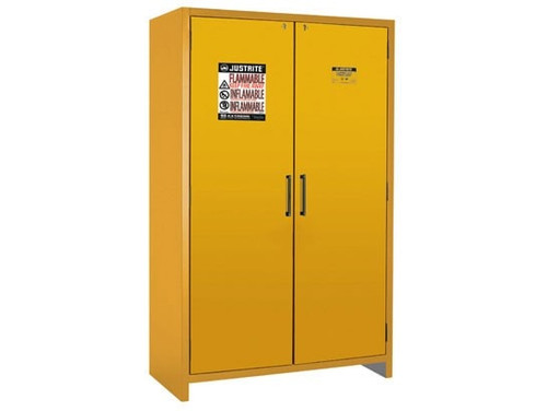 JUSTRITE 45 Gallon, 3 Shelves, 2 Hybrid-Close Doors, 90-Minute EN Flammable Safety Cabinet, Yellow - 22607