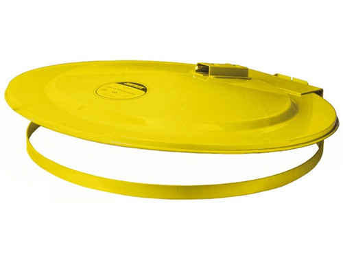 JUSTRITE Drum Cover With Fusible Link for 55 Gallon Drum, Self-Close, Steel, Yellow - 26751