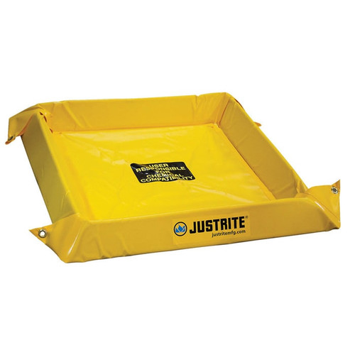 JUSTRITE 6' x 6' x 4", 90 Gallon Spill Capacity, Maintenance Spill Berm, Yellow - 28412