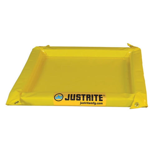 JUSTRITE 2' x 2' x 2", 5 Gallon Spill Capacity, Maintenance Spill Berm, Yellow - 28414