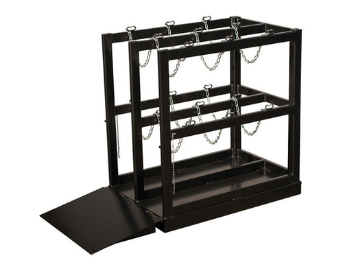 JUSTRITE Gas Cylinder Barricade Rack, 6 Cylinder Capacity, With Ramp, Steel - 35224