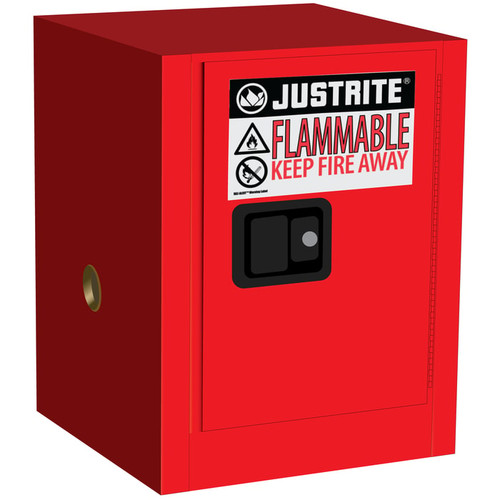 JUSTRITE 4 Gallon, 1 Shelf, 1 Door, Manual Close, Flammable Cabinet, Sure-Grip® EX Countertop, Red - 890401