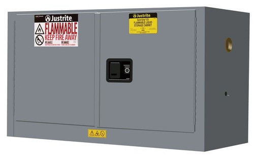JUSTRITE 17 Gallon, 1 Shelf, 2 Doors, Manual Close, Flammable Safety Cabinet, Sure-Grip® EX Piggyback, Gray - 891703