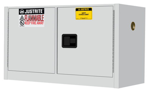 JUSTRITE 17 Gallon, 1 Shelf, 2 Doors, Manual Close, Flammable Safety Cabinet, Sure-Grip® EX Piggyback, White - 891705