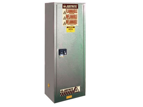 JUSTRITE 22 Gallon, 3 Shelves, 1 Door, Manual Close, Flammable Cabinet, Sure-Grip® EX Slimline, Gray - 892203