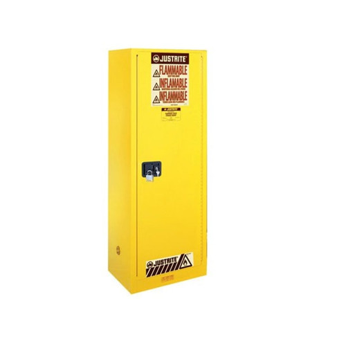 JUSTRITE 54 Gallon, 3 Shelves, 1 Door, Self Close, Flammable Cabinet, Sure-Grip® EX Deep Slimline, Yellow - 895420