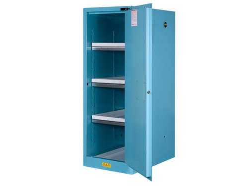JUSTRITE 54 Gallon, 3 Shelves, 1 Door, Self Close, Corrosives/Acid Steel Safety Cabinet, Sure-Grip® EX Deep Slimline, Blue - 895422