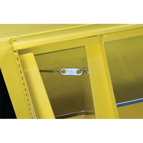 JUSTRITE 60 Gallon, 2 Shelves, 1 Bi-Fold Self Close Door, Flammable Cabinet, Sure-Grip® EX, Yellow - 896080