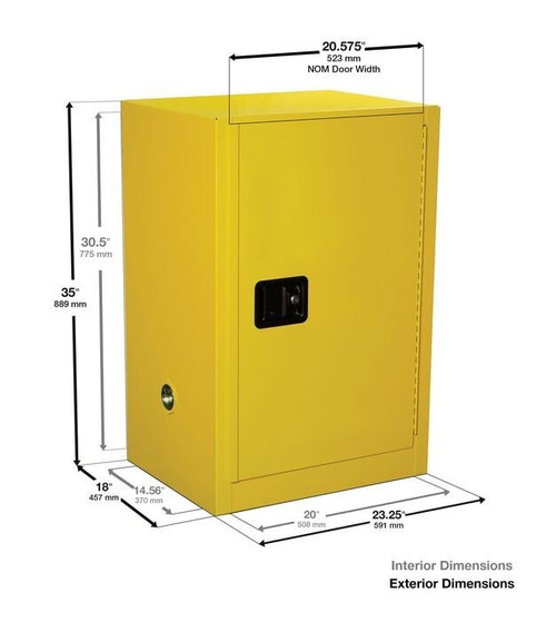 JUSTRITE 12 Gallon, 1 Shelf, 1 Door, Self-Close, Hazardous Material Cabinet, ChemCor® Compac, Royal Blue - 8612282