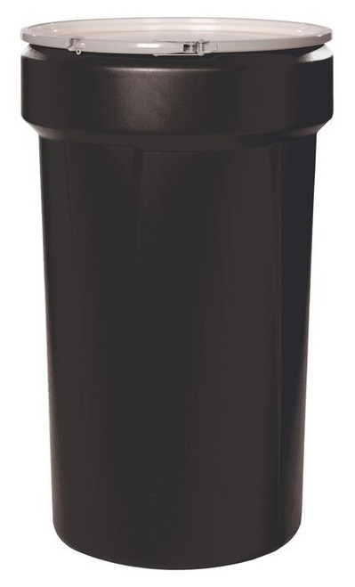 EAGLE 55 Gallon, 1x2" 1x3/4" Bung Holes, Lab Pack Open Head Plastic Barrel Drum, Black- 1655MBLKBG