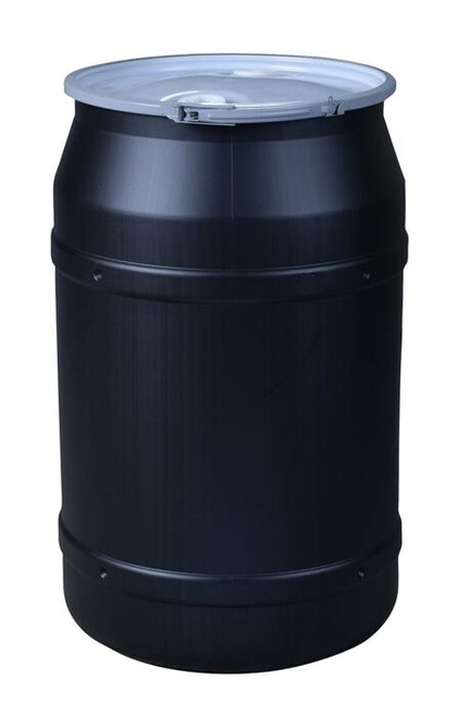 EAGLE 55 Gallon, Metal Lever-Lock, Lab Pack Plastic Barrel Drum with 2x2" Bung Holes, Black - 1656MBKBG2