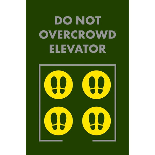 NOTRAX Do Not Crowd Elevator Feet Mat Social Distance 3X5 Green - 194SOE35GN
