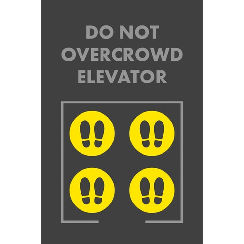 NOTRAX Do Not Crowd Elevator Feet Mat Social Distance 4X6 Charcoal - 194SOE46CH