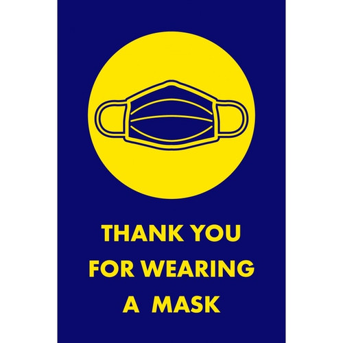 NOTRAX Thank You for Wearing a Mask Floor Mat with Symbol 3X5 Blue - 194SWM35BU