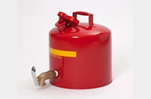 EAGLE 5 Gallon Faucet Safety Can, Type I, Brass Faucet, Flame Arrester, Red - 1417