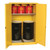 EAGLE 60 Gallon, 2 Drum, Vertical, 1 Shelf, 2 Door, Manual Close, Haz-Mat Safety Cabinet, Yellow - HAZ1992X with doors open to see contents inside