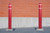 EAGLE 4" x 56" White Reflective Stripes, Bollard Cover, Red - 1735RWS