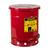 JUSTRITE 10 Gallon, Oily Waste Can, Hands-Free, Self-Closing Cover, Red - 09300