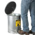 10 Gallon, Oily Waste Can, Hands-Free, Self-Closing Cover, SoundGard™, Silver colored with foot on pedal to open