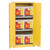 EAGLE 60 Gallon, 2 Door, Manual Close, Flammable Liquid Cabinet Combo with 12 UI50FS Safety Cans, Yellow - 1962XSC12