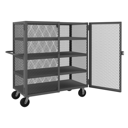 Durham HTL-2448-DD-4-95 Security Mesh Truck, 4 Fixed Shelves, 24 x 48 in, Gray