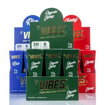 Vibes Rice Rolling Papers 1.25 inch 6 cones