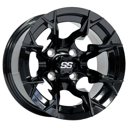 12” TITAN Gloss Black Golf Cart Wheels | TREX