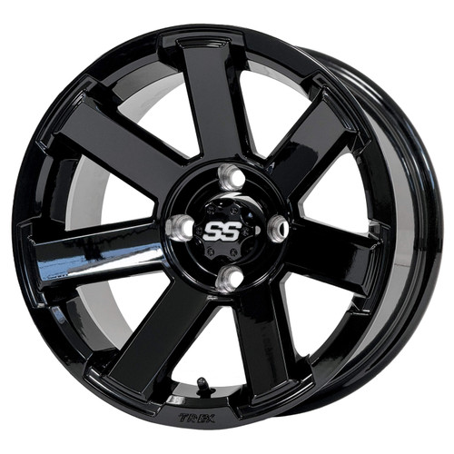 14" ATLAS Gloss Black Golf Cart Wheels