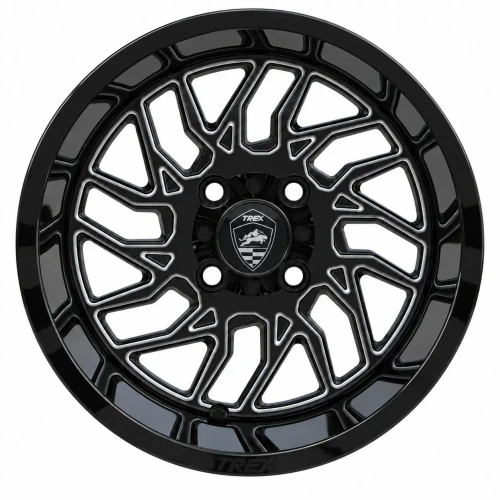14" BLITZ Gloss Black / Milled Golf Cart Wheels