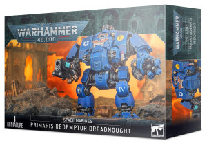 Warhammer 40,000 Space Marines Redemptor Dreadnought miniature from Games Workshop featuring a towering armoured war machine equipped with powerful ranged and close-combat weaponry.