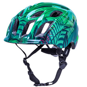 Kali Chakra Child Lighted Helmet in Jungle Green colourway featuring lightweight protection and integrated rear lighting.